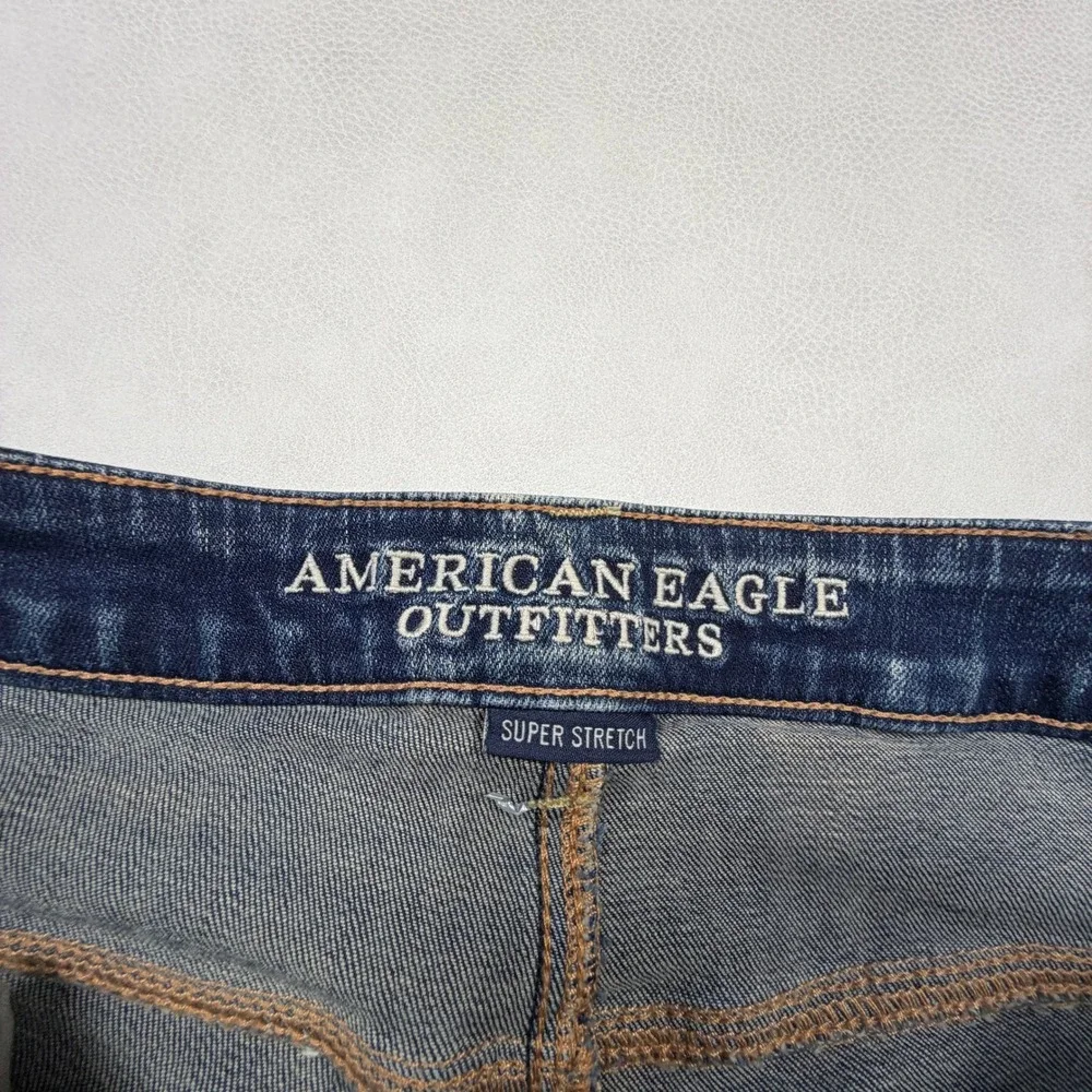 American Eagle Skinny Kick Jeans Womens 12 X-Long Dark Wash Super Stretch Denim - Picture 2 of 10